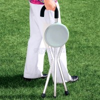 SQ-3282R 2 in 1 Folding Aluminum Tripod Cane with Round Seat (1.2mm Thick Tubing)