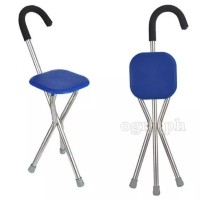SQ-3282S 2 in 1 Folding Aluminum Tripod Cane with Square Seat (1.2mm Thick Tubing)