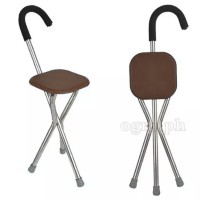SQ-3282S 2 in 1 Folding Aluminum Tripod Cane with Square Seat (1.2mm Thick Tubing)