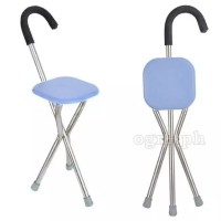 SQ-3282S 2 in 1 Folding Aluminum Tripod Cane with Square Seat (1.2mm Thick Tubing)