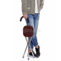 SQ-3282S 2 in 1 Folding Aluminum Tripod Cane with Square Seat (1.2mm Thick Tubing)