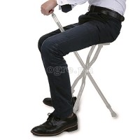 SQ-3282S 2 in 1 Folding Aluminum Tripod Cane with Square Seat (1.2mm Thick Tubing)