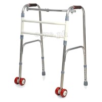 TB-293397 Stainless Steel Adult Walker with Dual Cross Braces and Front Wheels
