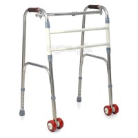 TB-293397 Stainless Steel Adult Walker with Dual Cross Braces and Front Wheels