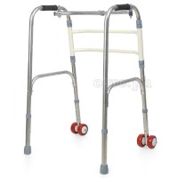 TB-293397 Stainless Steel Adult Walker with Dual Cross Braces and Front Wheels