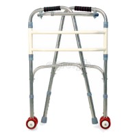 TB-293397 Stainless Steel Adult Walker with Dual Cross Braces and Front Wheels