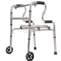 TB-297392 Aluminum Adult Walker with Removable Seat, 4 Fixed Legs, and 2 Front Legs with 5-inch Wheels