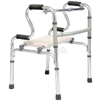 TB-297392 Aluminum Adult Walker with Removable Seat, 4 Fixed Legs, and 2 Front Legs with 5-inch Wheels