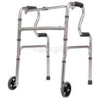 TB-297392 Aluminum Adult Walker with Removable Seat, 4 Fixed Legs, and 2 Front Legs with 5-inch Wheels