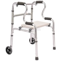 TB-297392 Aluminum Adult Walker with Removable Seat, 4 Fixed Legs, and 2 Front Legs with 5-inch Wheels