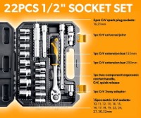 15139 22pcs ½” Drive Industrial Sockets Set