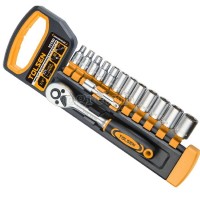 15150 14pcs 1/4″ Ratchet Handle With Sockets Set