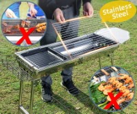 HF-JW001 Foldable Stainless Steel Barbecue Grill (Deluxe Full Set Edition with Storage Bag)