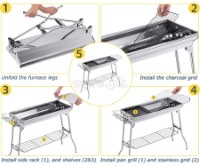 HF-JW001 Foldable Stainless Steel Barbecue Grill (Deluxe Full Set Edition with Storage Bag)