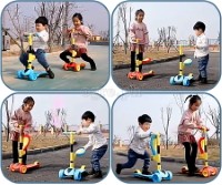 KF3KSS01 Kids Foldable 2-in-1 3-wheeled Kick Scooter with Seat